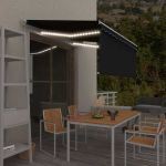 Copertină retractabilă manual cu stor&LED, antracit, 3,5x2,5 m   GartenMobel Dekor