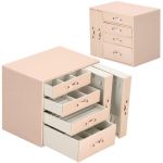 (DL) Cutie depozitare si organizare bijuterii, piele ecologica + velur, 26 x 22 x 18 cm, roz Household NewTrend