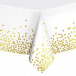 Fata de masa de unica folosinta pentru petreceri, 137x272cm, alb auriu Household NewTrend