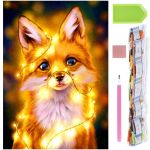 Set de broderie cu diamante 5D, 30x40cm, model Vulpe Household NewTrend