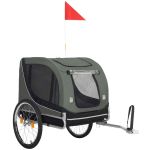 Remorca bicicleta pentru transport animale, cu acoperis impermeabil, maxim 40 kg, verde si negru Household NewTrend