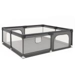 Tarc de joaca pliabil pentru copii, cu intrare cu fermoar, 200x180x66 cm, gri Household NewTrend