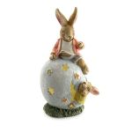 Decoratiune gradina, ceramica, LED, iepure pe ou, 26x20x45 cm GartenVIP DiyLine