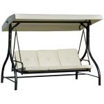 Balansoar gradina, 3 locuri, bej, 195x117x174 cm, functie pat, perne captusite, max 240 kg, Louisiana GartenVIP DiyLine