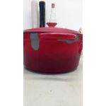 Cratita fonta emailata rosie cu capac 28cm 7litri Resigilat Handy KitchenServ