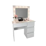 Masa de toaleta/machiaj, Irina, gri, cu oglinda si LED-uri, 94x43x141 cm GartenVIP DiyLine