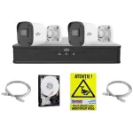 Sistem supraveghere IP UNV, 2 camere de exterior, 4MP, IR 30m, Microfon, PoE, Vizualizare pe mobil, NVR 4 canale, HDD 500GB, Accesorii SafetyGuard Surveillance