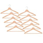 Set de 10 umerase din lemn cu carlig cromat rotativ, forma ergonomica, 43x21 cm, maro natur Household NewTrend