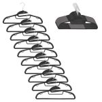 Set de 20 de umerase antiderapante pentru haine, din PE, cu carlig metalic rotativ, 41 cm, negru si gri Household NewTrend