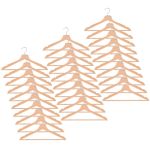 Set de 30 umerase din lemn cu carlig cromat rotativ, forma ergonomica, 43x21 cm, maro natur Household NewTrend