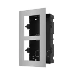 Suport montaj videointerfon modular Hikvision DS-KD-ACF2/S, 2 module, panou inox, cutie incastrata plastic SafetyGuard Surveillance