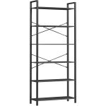 VASAGLE Biblioteca 6 rafturi, cadru metalic si polite PAL, stil industrial, 80x30x186 cm, negru Household NewTrend