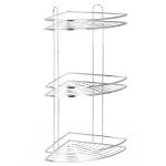 Etajera de colt pentru dus, cu 3 polite, montaj pe perete, inox, 25x25x59 cm, argintiu Household NewTrend