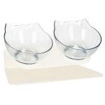 Bol ortopedic dublu pentru hrana si apa pisici, inclinare de 15 grade, baza antiderapanta Household NewTrend