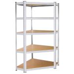 Raft de colt cu cadru metalic modular pentru depozitare, 5 polite, 180x90x40cm, sarcina 875kg Household NewTrend