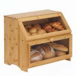 Cutie pentru paine cu 2 niveluri din bambus, cu ferestre transparente si inchidere magnetica, 39x25x32 cm, natur Household NewTrend