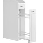 VASAGLE Dulap baie ingust cu sertare si roti, pentru depozitare, MDF, 40x18x70 cm, alb Household NewTrend