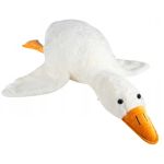 Jucarie gasca plus, tip perna, lavabila, umplutura hipoalergenica, pentru copii si adulti, 130 cm, alb cu portocaliu Household NewTrend