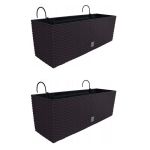 Jardiniera decorativa, suport metalic, Rato Case W, maro, set 2 buc, 58x18x19.5 cm GartenVIP DiyLine