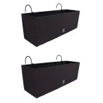 Jardiniera decorativa, suport metalic, Rato Case W, maro, set 2 buc, 58x18x19.5 cm GartenVIP DiyLine