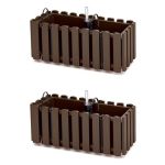 Jardiniera decorativa, suport metalic, sistem irigare, Boardee Fencycase W, maro, set 2 buc, 38x18x16.2 cm GartenVIP DiyLine