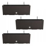 Set 3 jardiniere cu suport metalic, imitatie ratan, maro, 58x18x19.5 cm, Rato Case W GartenVIP DiyLine