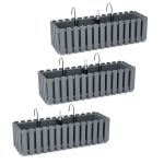 Set 3 jardiniere decorative cu suport metalic, sistem irigare,​​​​​​​ gri, 58x18x16.2 cm, Boardee Fencycase W GartenVIP DiyLine