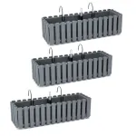 Set 3 jardiniere decorative cu suport metalic, sistem irigare,​​​​​​​ gri, 58x18x16.2 cm, Boardee Fencycase W GartenVIP DiyLine
