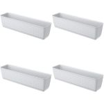 Set 4 jardiniere decorative, Prosperplast, imitatie ratan, alb, 59x15.4x14.2 cm GartenVIP DiyLine