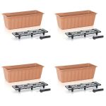 Set 4 jardiniere decorative cu sistem de irigare, 11 L, 60x18x14 cm, maro, Prosperplast GartenVIP DiyLine