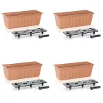 Set 4 jardiniere decorative cu sistem de irigare, 11 L, 60x18x14 cm, maro, Prosperplast GartenVIP DiyLine