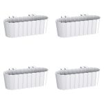 Set 4 jardiniere decorative cu suport de plastic, alb, 4.9 L, 38.3x21.2x13 cm, Boardee Hook GartenVIP DiyLine