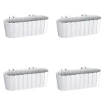 Set 4 jardiniere decorative cu suport de plastic, alb, 4.9 L, 38.3x21.2x13 cm, Boardee Hook GartenVIP DiyLine