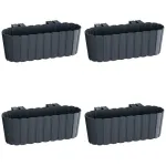 Set 4 jardiniere decorative cu suport de plastic, antracit, 4.9 L, 38.3x21.2x13 cm, Boardee Hook GartenVIP DiyLine