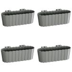 Set 4 jardiniere decorative cu suport de plastic, gri, 4.9 L, 38.3x21.2x13 cm, Boardee Hook GartenVIP DiyLine