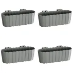 Set 4 jardiniere decorative cu suport de plastic, gri, 4.9 L, 38.3x21.2x13 cm, Boardee Hook GartenVIP DiyLine
