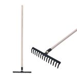 Greblă de grădină Strend Pro R105, 14 dinți, coadă din lemn 1600 mm