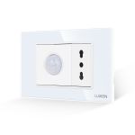 Senzor de Miscare 2M si Priza Ingusta LUXION cu Rama din Sticla, Standard Italian, 3M SmartElectro IntelligentHouse