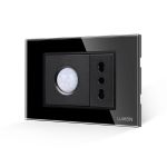 Senzor de Miscare 2M si Priza Ingusta LUXION cu Rama din Sticla, Standard Italian, 3M SmartElectro IntelligentHouse
