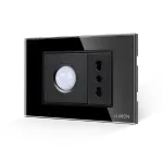 Senzor de Miscare 2M si Priza Ingusta LUXION cu Rama din Sticla, Standard Italian, 3M SmartElectro IntelligentHouse