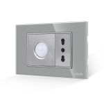 Senzor de Miscare 2M si Priza Ingusta LUXION cu Rama din Sticla, Standard Italian, 3M SmartElectro IntelligentHouse