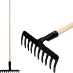 Greblă de grădină Strend Pro Premium R-606, 10 dinți, forjată, cu coadă din lemn