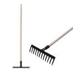 Grebla de grădină Strend Pro Premium R-606, 12 dinți, forjată, cu coadă din lemn