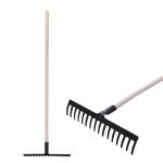 Grebla de grădină Strend Pro Premium R-606, 16 dinți, forjată, cu coadă din lemn