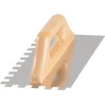 Gletiera zimtata Strend Pro Premium, inox 0,7 mm, mâner din lemn, 270x130 mm, dinți 12 mm