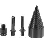 Con despicator lemne Strend Pro 50 mm, oțel carburat, cu 3 adaptoare (SDS+, HEX 1/2, pătrat)