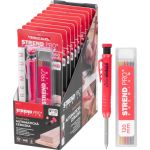 Creion tâmplărie Strend Pro Premium automat, cu clips, vârf din oțel, marker de adâncime și ascuțitoare, set cu 6 mine HB