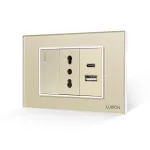Intrerupator Simplu + Priza Ingusta si USB A+C cu Rama din Sticla LUXION, Standard Italian, 3M SmartElectro IntelligentHouse