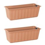 Jardiniera pentru flori cu sistem irigatie, maro, set 2 buc, 11 L, 60x18x14 cm GartenVIP DiyLine
