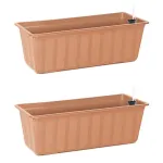Jardiniera pentru flori cu sistem irigatie, maro, set 2 buc, 11 L, 60x18x14 cm GartenVIP DiyLine